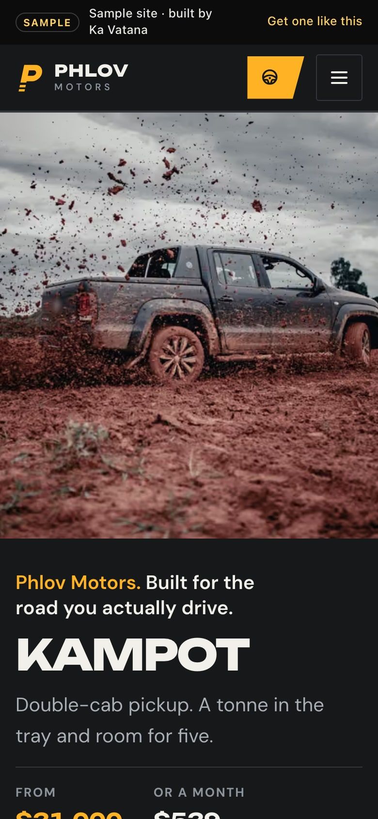 The same page on a phone