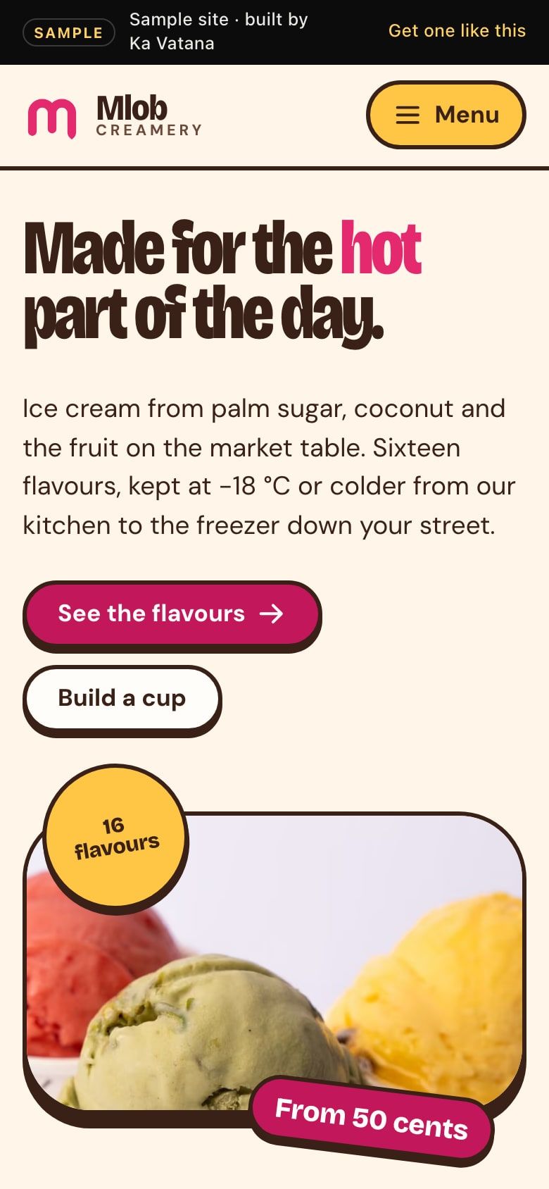 The same page on a phone