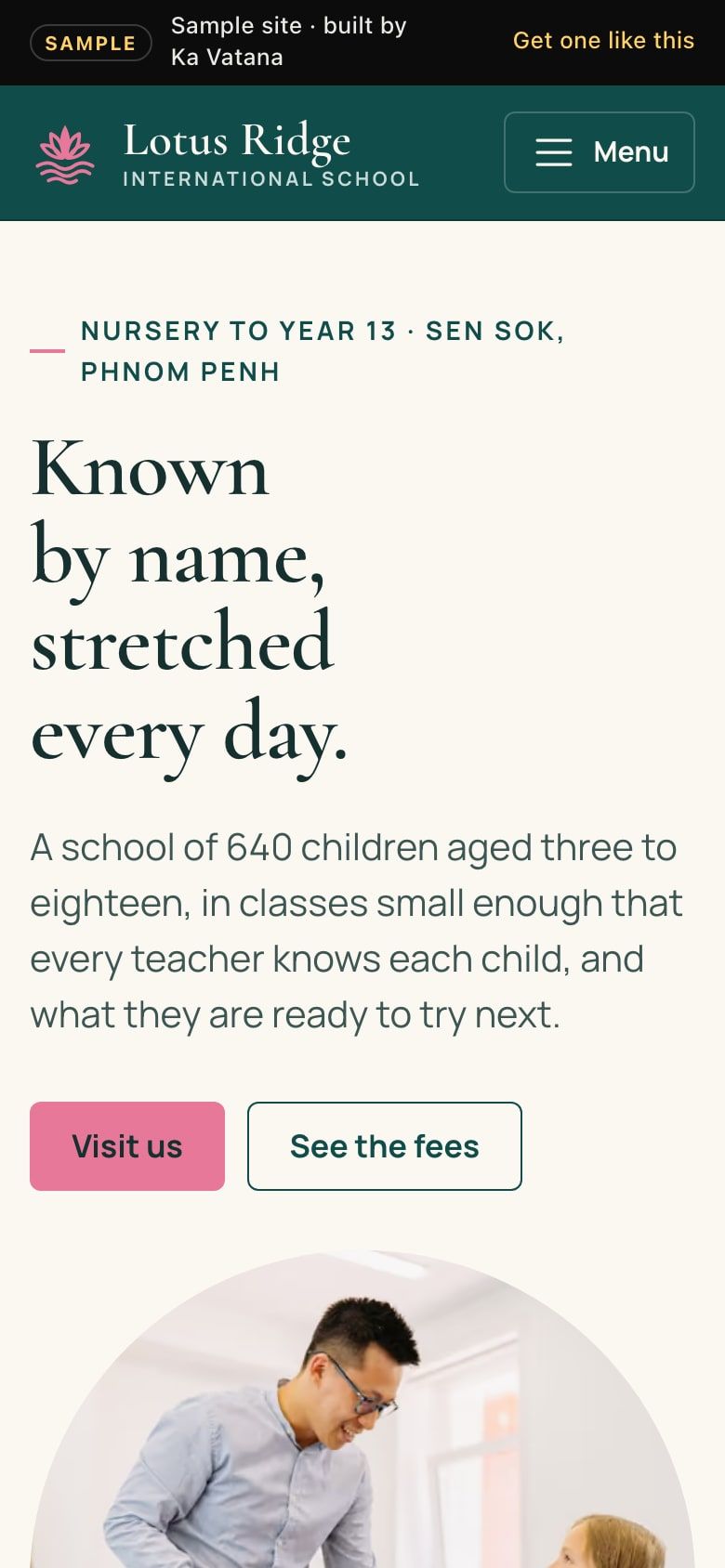 The same page on a phone